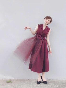 AMERI(アメリ)の「TULLE DOCKING DRESS(ワンピース)」 - WEAR
