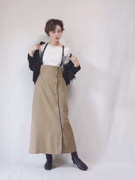 YUKIさんの「AUNT MARIE'S ドロップショルダーアーミーシャツジャケット」を使ったコーディネート