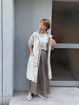 「アイボリー」｜「アイテム（モッズコート）」を使った、こざるさん（レディース・158cm）の秋コーディネート