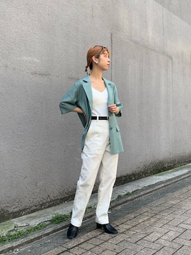 「カラージャケット」｜「アイテム（ジャケット/アウター）」を使った、こざるさん（レディース・158cm）の春コーディネート