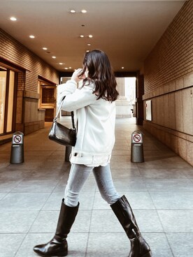 「stradivarius（ストラディバリウス）のアイテム（ジャケット/アウター）」を使った、minaさん（レディース・163cm）の冬コーディネート