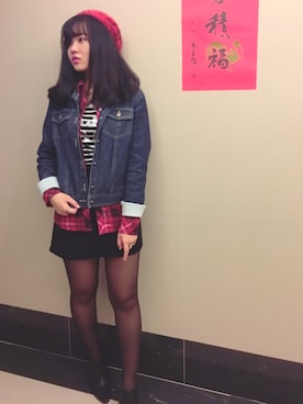 「BOBSON（ボブソン）のアイテム（ジャケット/アウター）」を使った、びさん（レディース・157cm）の冬コーディネート