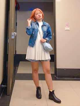 「blue」｜「アイテム（デニムジャケット）」を使った、びさん（レディース・158cm）の秋コーディネート