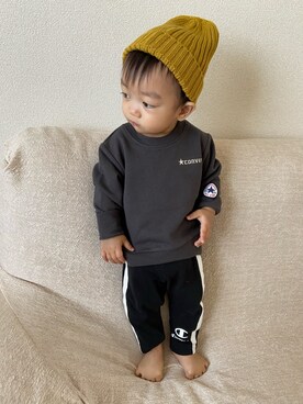 「CONVERSE（コンバース）のアイテム（スウェット）」を使った、きいちゃんさん（キッズ・80cm）の春コーディネート