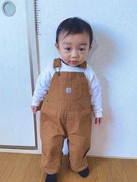 「Carhartt（カーハート）のアイテム（オールインワン・サロペット）」を使った、きいちゃんさん（キッズ・80cm）の春コーディネート