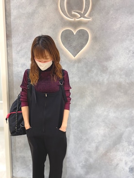 「Q（キュー）のアイテム（オールインワン・サロペット）」を使った、TERAOさん（レディース・158cm）の秋コーディネート