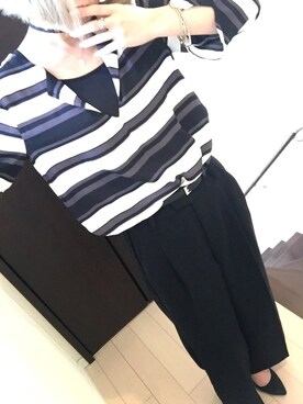「ZARA（ザラ）のアイテム（シャツ/ブラウス、ブラック系）」を使った、ほりちゃんさん（レディース・150cm）の春コーディネート