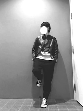 「green label relaxing（グリーンレーベルリラクシング）のアイテム（ライダースジャケット）」を使った、はるとさん（メンズ・165cm）の春コーディネート
