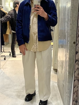 「TAKEO KIKUCHI（タケオキクチ）のアイテム（ブルゾン）」を使った、マツオさん（メンズ・173cm）の春コーディネート
