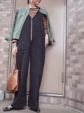 「Sheson（シーズン）のアイテム（オールインワン・サロペット）」を使った、maikoさん（レディース・161cm）の秋コーディネート
