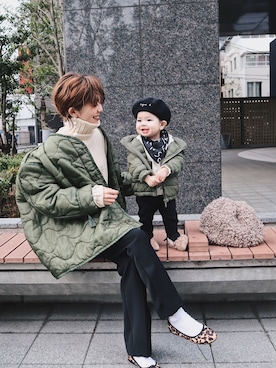 「ゆるニット」｜「アイテム（ブルゾン）」を使った、maikoさん（レディース・161cm）の冬コーディネート