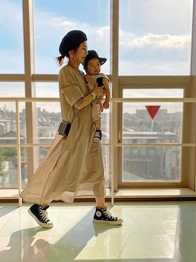 「シアーワンピース」｜「アイテム（ハンチング/ベレー帽）」を使った、maikoさん（レディース・161cm）の夏コーディネート