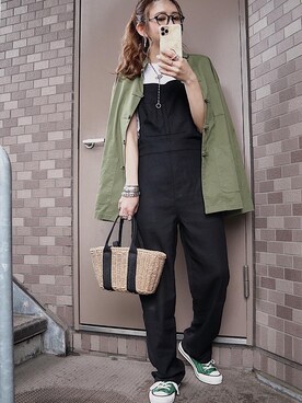 「チャイナシャツ」｜「アイテム（オールインワン・サロペット）」を使った、maikoさん（レディース・161cm）の夏コーディネート