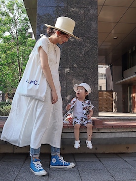 「MOUSSY（マウジー）のMVS SKINNY（デニムパンツ）」を使った、maikoさん（レディース・161cm）の夏コーディネート