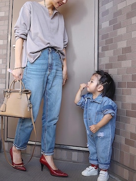 「キーネック」｜「アイテム（スウェット）」を使った、maikoさん（レディース・161cm）の秋コーディネート