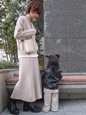 「ニットアップ」｜「アイテム（セットアップ）」を使った、maikoさん（レディース・161cm）の秋コーディネート