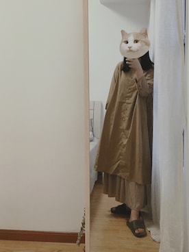 「日系极简」｜「アイテム（シャツワンピース）」を使った、糖果さん（レディース・162cm）の秋コーディネート