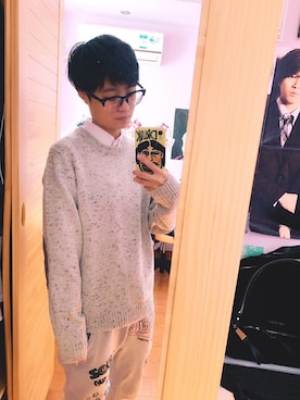 「H&M（エイチ・アンド・エム）のアイテム（カーディガン/ボレロ）」を使った、Kiraさん（メンズ・163cm）の冬コーディネート