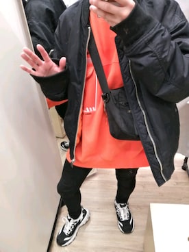 「HARE（ハレ）のアイテム（MA-1）」を使った、Aoki no Hirokiさん（メンズ・167cm）の冬コーディネート