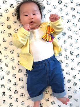「fafa（フェフェ）のアイテム（アクセサリー）」を使った、さきさん（キッズ・60cm）の春コーディネート