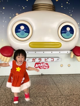 「アイテム（ジャンパースカート）」を使った、さきさん（キッズ・80cm）の夏コーディネート