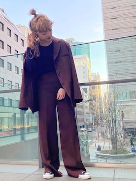 「CONVERSE TOKYO（コンバーストウキョウ）のアイテム（テーラードジャケット）」を使った、MANAさん（レディース・153cm）の冬コーディネート