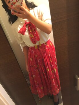 【Lily Brown】 ぼかし花柄シフォンスカート
