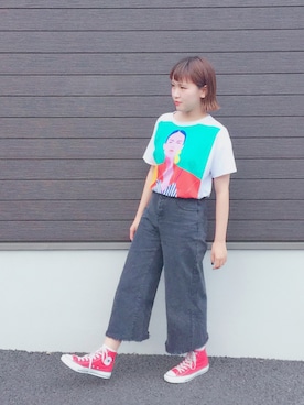 「白ソックス」｜a k a n eさん（レディース・165cm）の夏コーディネート