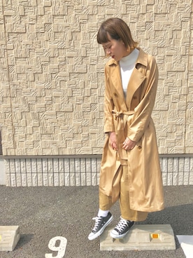 「haco!（ハコ）のアイテム（トレンチコート）」を使った、a k a n eさん（レディース・166cm）の冬コーディネート