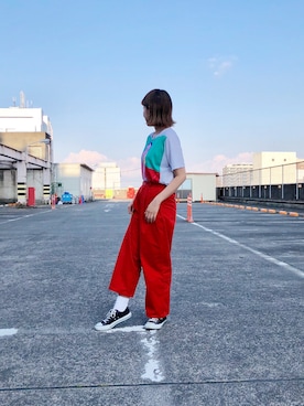 「白ソックス」｜a k a n eさん（レディース・166cm）の夏コーディネート