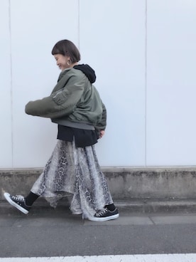 「アイテム（タイツ/ストッキング）」を使った、a k a n eさん（レディース・166cm）の冬コーディネート