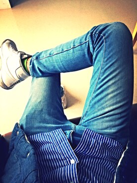 「NIKE（ナイキ）のNIKE ナイキ BLAZER MID PRM VNTG M638261 101WHT/BLK（スニーカー、ホワイト系）」を使った、ryu.kさん（メンズ・177cm）の冬コーディネート