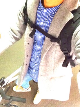 「今から出勤 🚲のアイテム（その他、ホワイト系）」を使った、ryu.kさん（メンズ・177cm）の春コーディネート