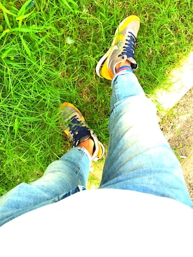 「NIKE（ナイキ）のアイテム（スニーカー、オレンジ系）」を使った、ryu.kさん（メンズ・177cm）の夏コーディネート