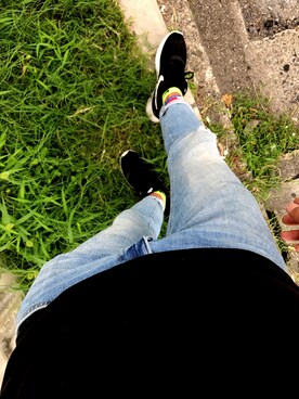 「NIKE（ナイキ）のNIKE ナイキ NIKE TANJUN M812654 011BLK/WHT（スニーカー、ブラック系）」を使った、ryu.kさん（メンズ・177cm）の夏コーディネート