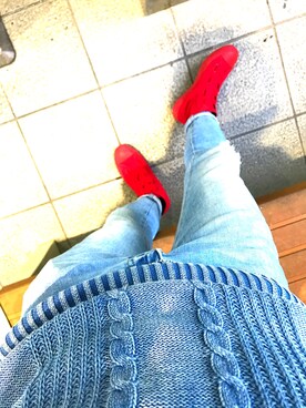 「CONVERSE（コンバース）のconverse  コンバース ALL STAR GORELACE HI オールスター ゴアレース ハイ 32069652 RED（スニーカー、レッド系）」を使った、ryu.kさん（メンズ・177cm）の秋コーディネート