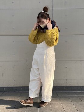 「ゆるニット」｜「アイテム（オールインワン・サロペット）」を使った、まるさん（レディース・160cm）の秋コーディネート