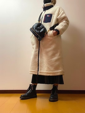 「tommy jeans（トミー ジーンズ）のアイテム（その他アウター）」を使った、oyuさん（レディース・164cm）の冬コーディネート