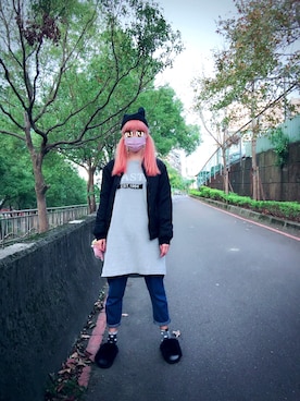 「AIR SPACE（エアースペース）のアイテム（ジャケット/アウター）」を使った、Linda Changさん（レディース・162cm）の冬コーディネート