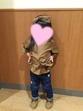 「アイテム（モカシン/デッキシューズ）」を使った、mimikoさん（キッズ・90cm）の秋コーディネート