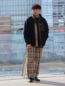 「coen（コーエン）のアイテム（ブルゾン）」を使った、ナカヤマさん（メンズ・171cm）の冬コーディネート