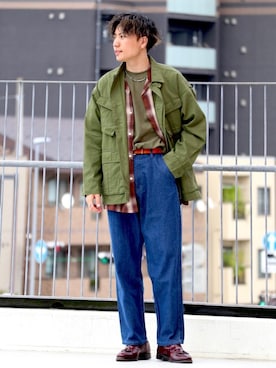 「でにむ」｜「アイテム（ミリタリージャケット）」を使った、ナカヤマさん（メンズ・171cm）の秋コーディネート