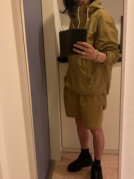 「le coq sportif（ルコックスポルティフ）のアイテム（パーカー、ベージュ系）」を使った、代表理事さん（メンズ・180cm）の春コーディネート