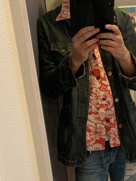 「Levi's（リーバイス）のアイテム（デニムジャケット、ブルー系）」を使った、代表理事さん（メンズ・180cm）の春コーディネート