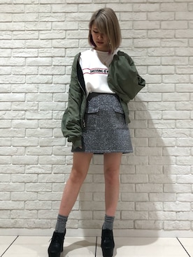 「one way（ワンウェイ）のアイテム（ブルゾン）」を使った、N a a a ⍤⃝さん（レディース・153cm）の春コーディネート