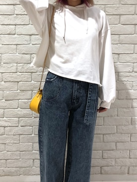 「one way（ワンウェイ）のアイテム（スウェット）」を使った、N a a a ⍤⃝さん（レディース・153cm）の春コーディネート
