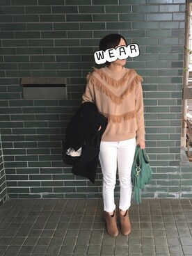 「スエット」｜「アイテム（ピーコート）」を使った、ichi☺︎araさん（レディース・152cm）の冬コーディネート