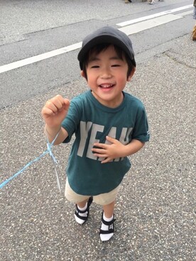 「FORK&SPOON（フォークアンドスプーン）のアイテム（帽子）」を使った、ichi☺︎araさん（キッズ・100cm）の夏コーディネート