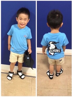 「FORK&SPOON（フォークアンドスプーン）のアイテム（帽子）」を使った、ichi☺︎araさん（キッズ・100cm）の夏コーディネート