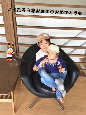「ピンク×ネイビー」｜ichi☺︎araさん（キッズ・70cm）の夏コーディネート